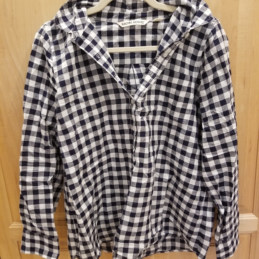 Rachel Hollis Woven Henley Shirt SZ 6 NWOT